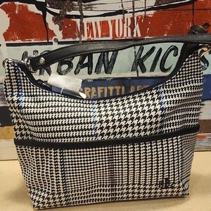 Lauren Ralph Lauren Plaid Handbag Leather And Fabric Hobo Handbag Gingham